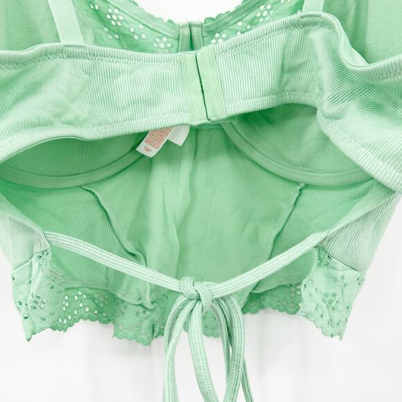 Colsie Womens Coquette Eyelet Corset Bralette Crop Top Size 2X‎ Mint Green - Picture 11 of 12